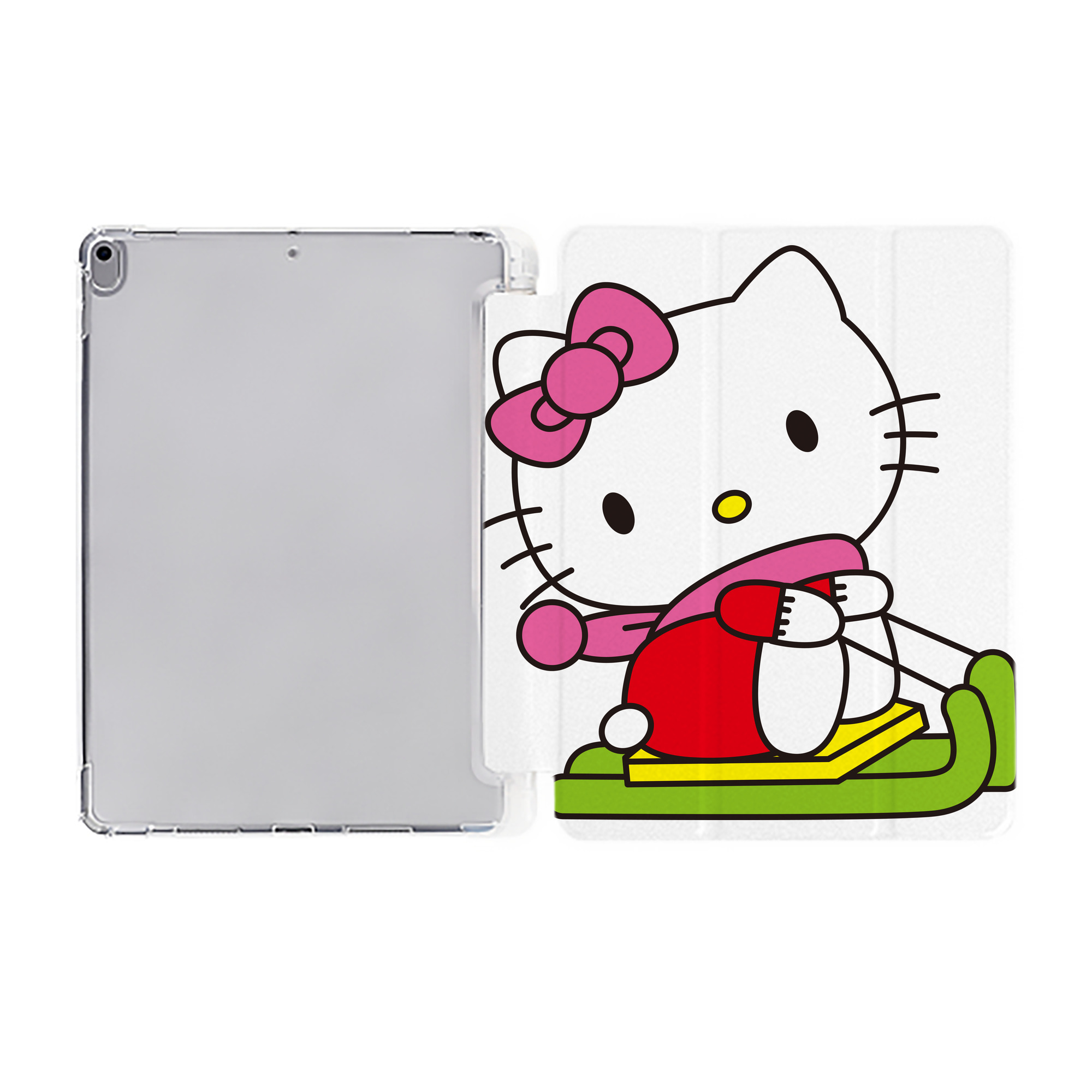 （画像用） Hello Kitty ハローキティ IPad ケース ペン収納付き 三つ折りスタンド PUレザー×シリコン 対応機種9.5/10.5/10.9インチ